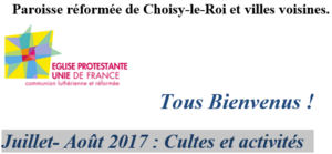 Cultes et activités Juillet - Aout 2017